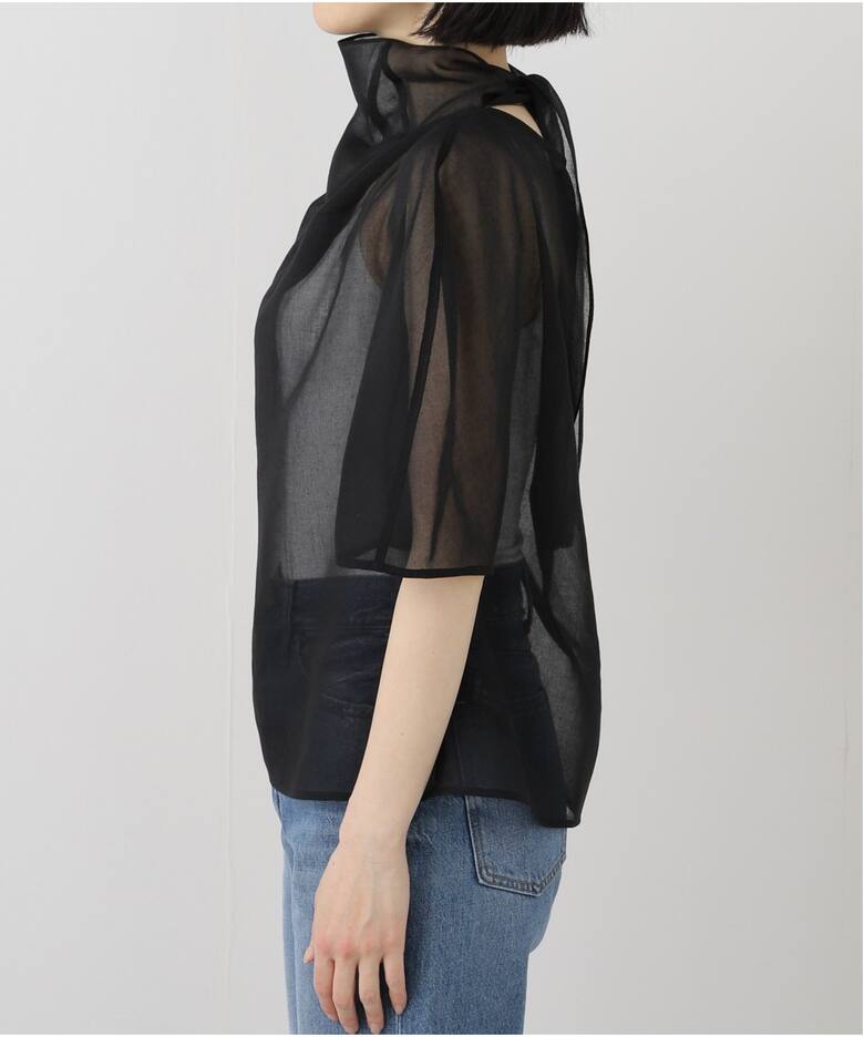 AMOMENTO / アモーメント】 KNOTTED COLLAR TOP AM25SSW03TO（シャツ 