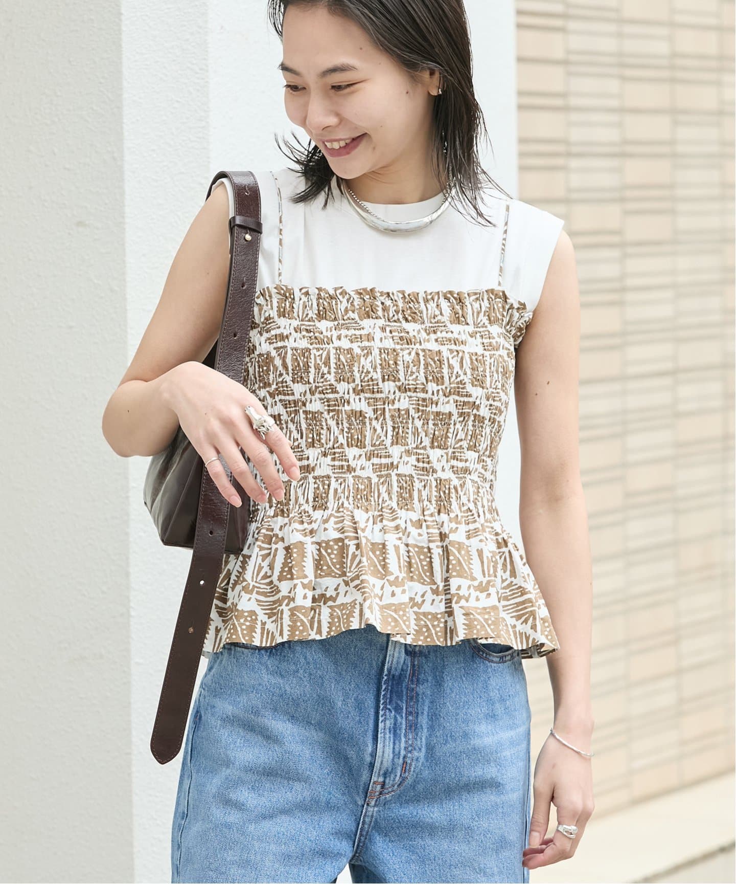 Sara mallika サラマリカ ブラウス Cotton Border Gather Lace