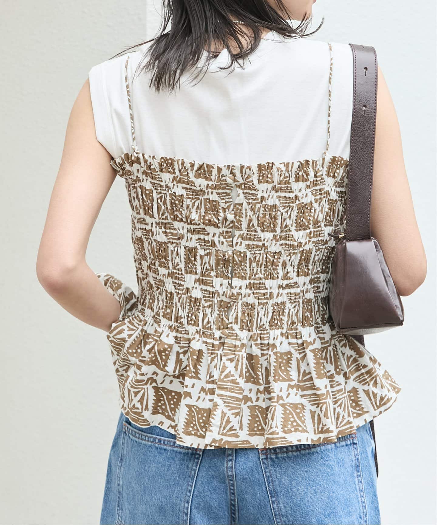 ブラウス シャツ 別注「SARA MALLIKA/サラマリカ」COTTON POPLIN PRINT CAMI TOP レディース sara mallika ブラウス シャツ Sara mallika/COTTON POPLIN