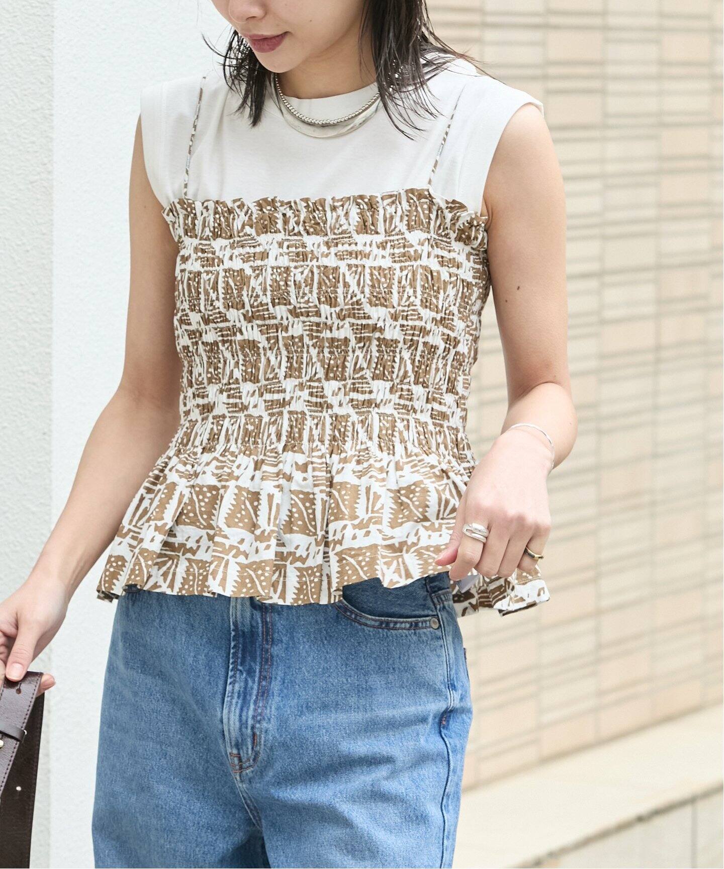 別注【SARA MALLIKA/サラマリカ】COTTON POPLIN PRINT CAMI TOP 