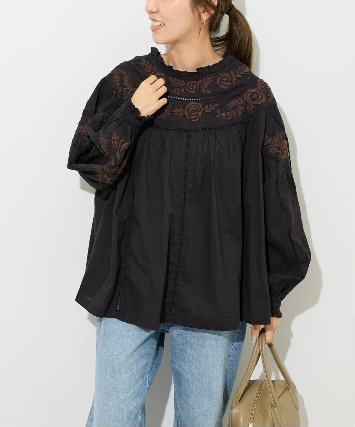 ジャーナルスタンダード レリューム（JOURNAL STANDARD relume）/フラワーエンブロイダリー2WAYプルオーバー フラワーエンブロイダリー2WAYプルオーバー（シャツ／ブラウス