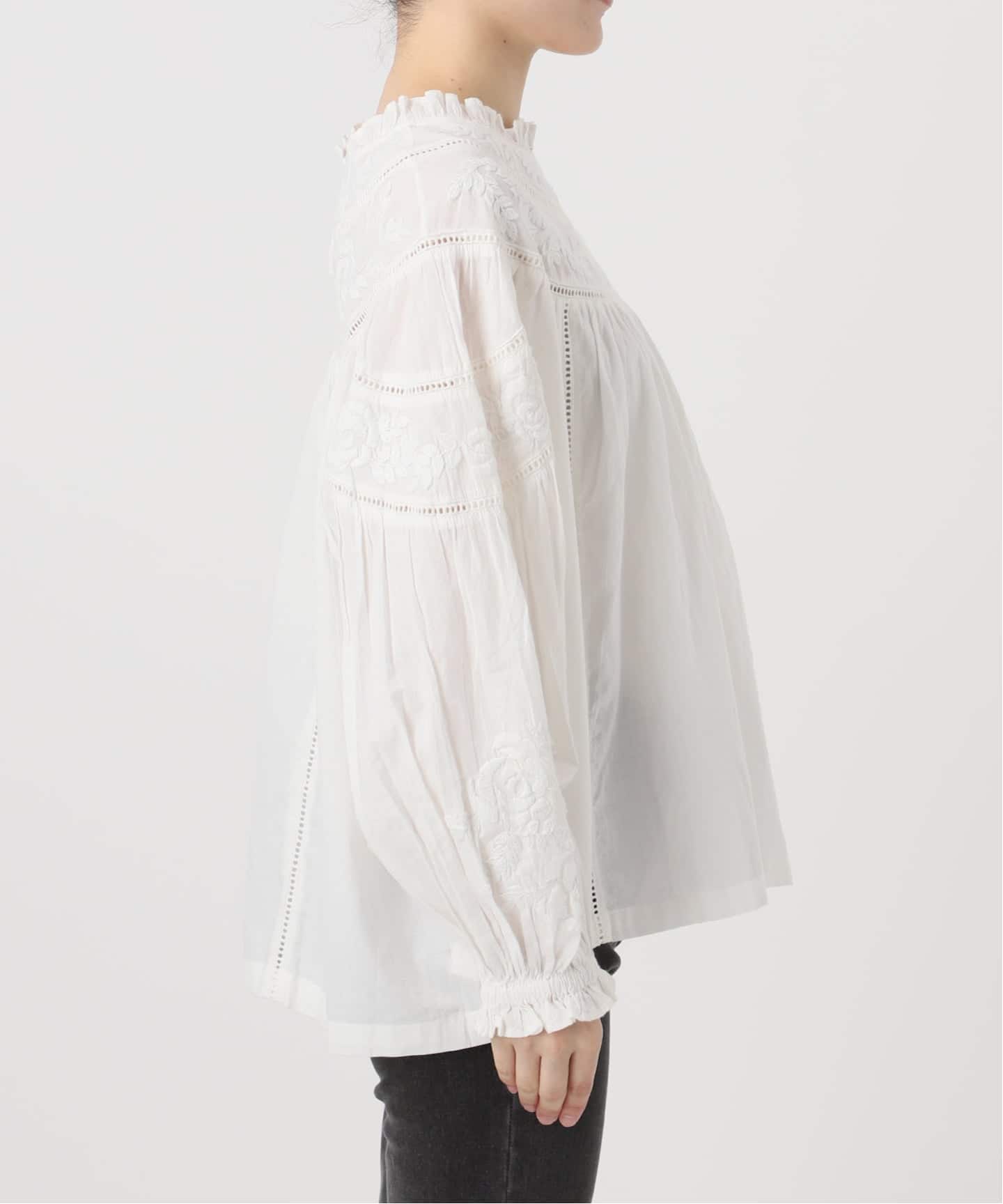 フラワーエンブロイダリー2WAYプルオーバー（シャツ／ブラウス