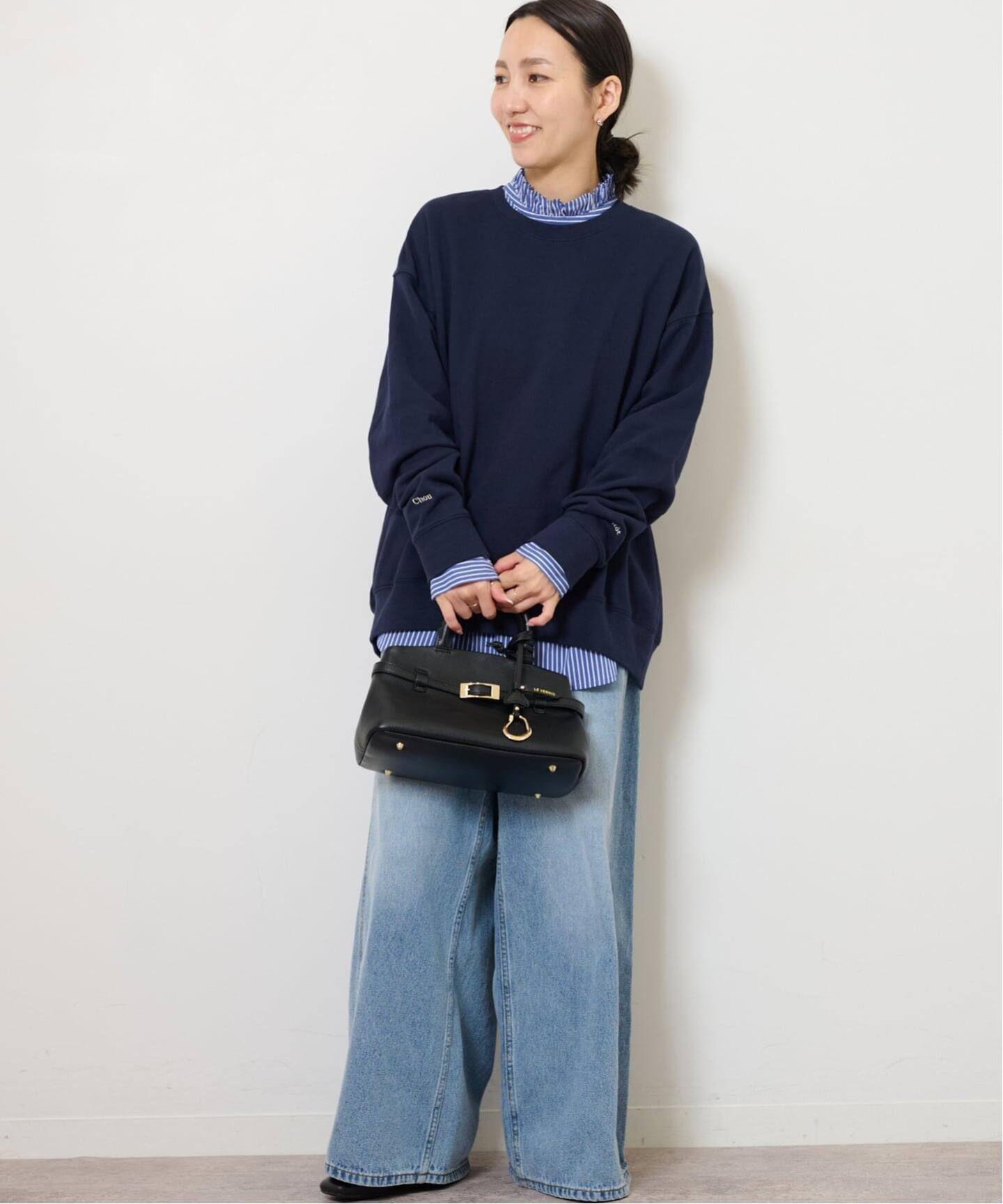 追加2》ハイカウントストライプスタンドカラー2way（シャツ／ブラウス