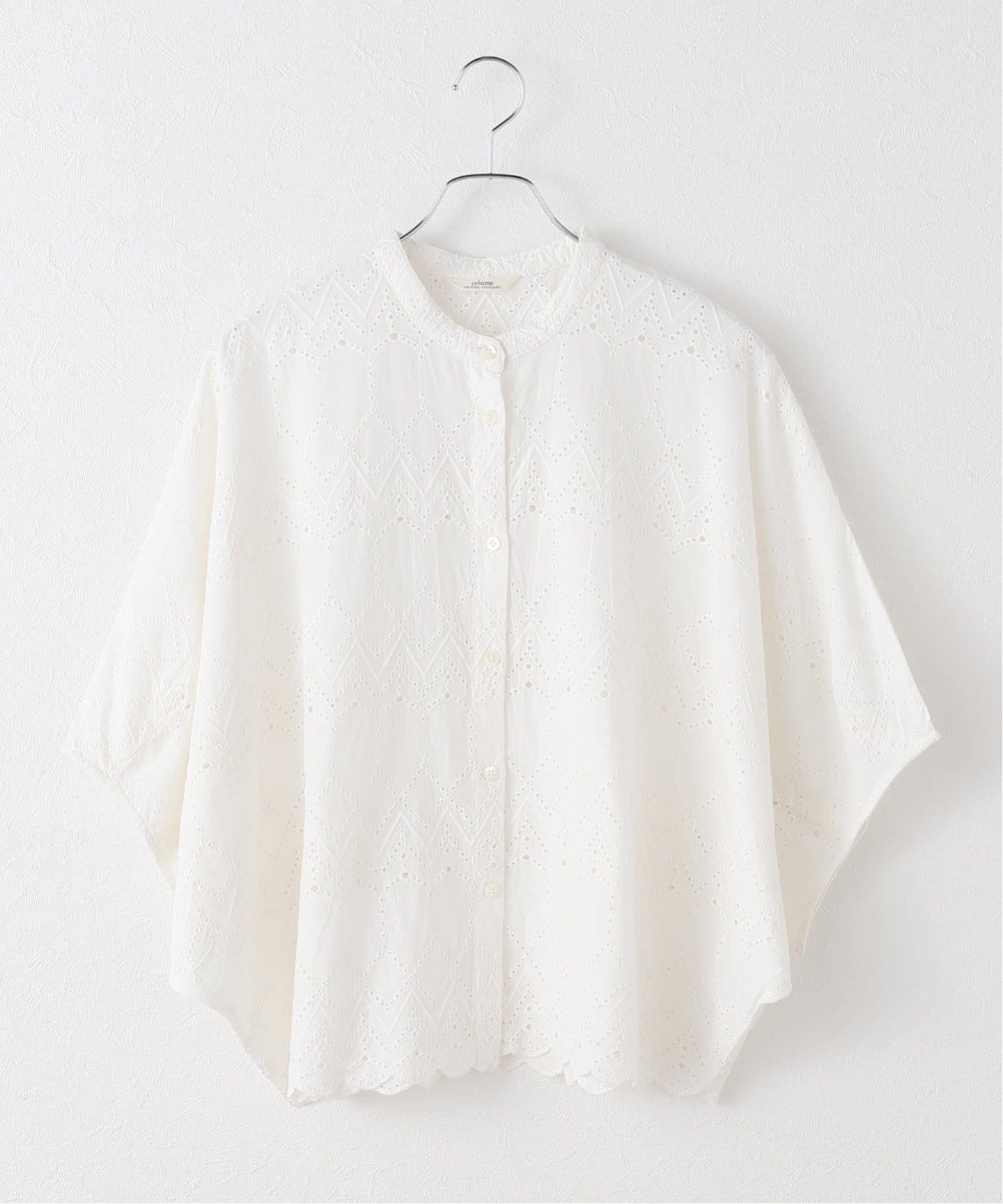 コットンカットワーク刺繍ポンチョブラウス（シャツ／ブラウス