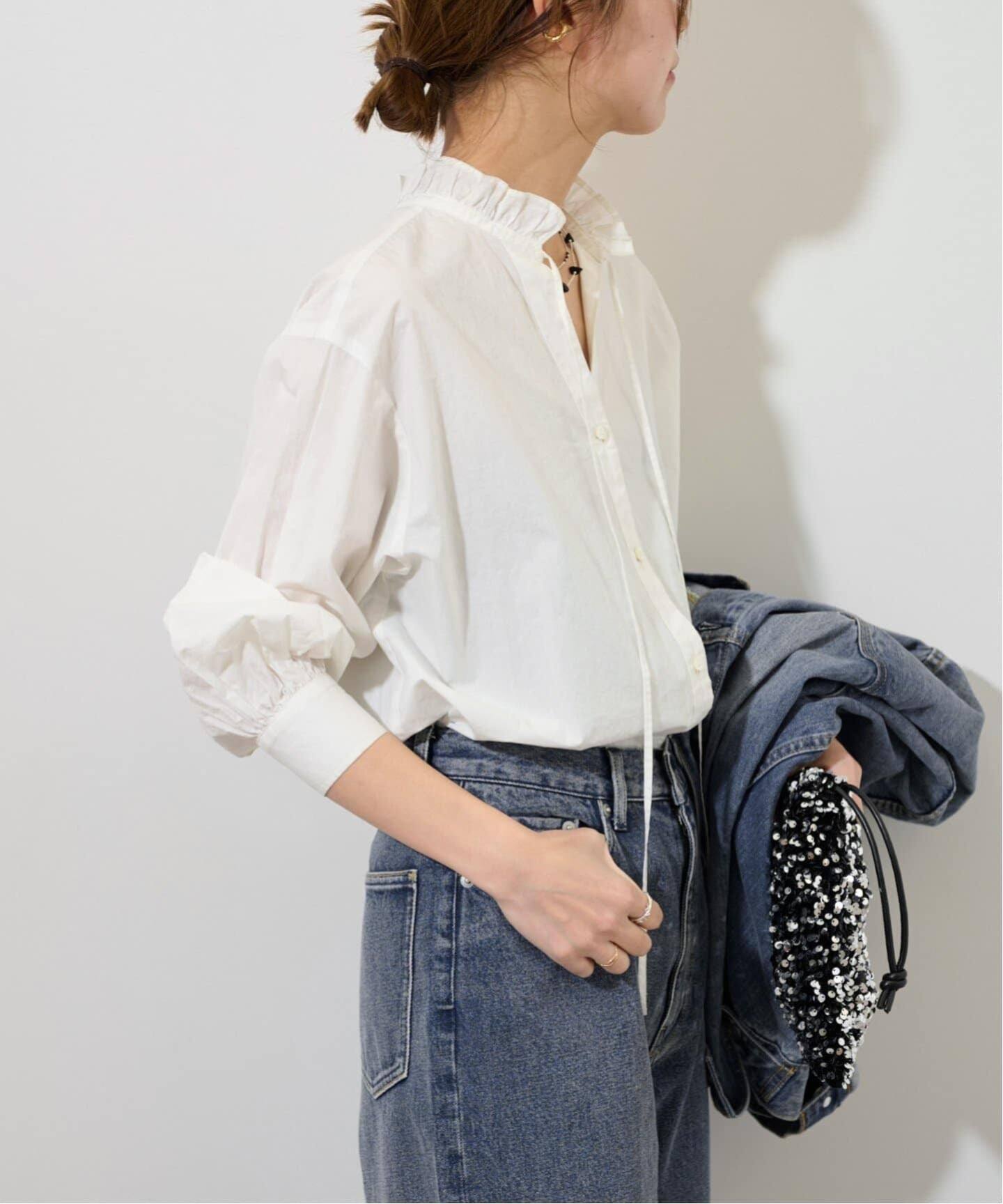 追加2》ハイカウントコットンスタンドカラー2way（シャツ／ブラウス