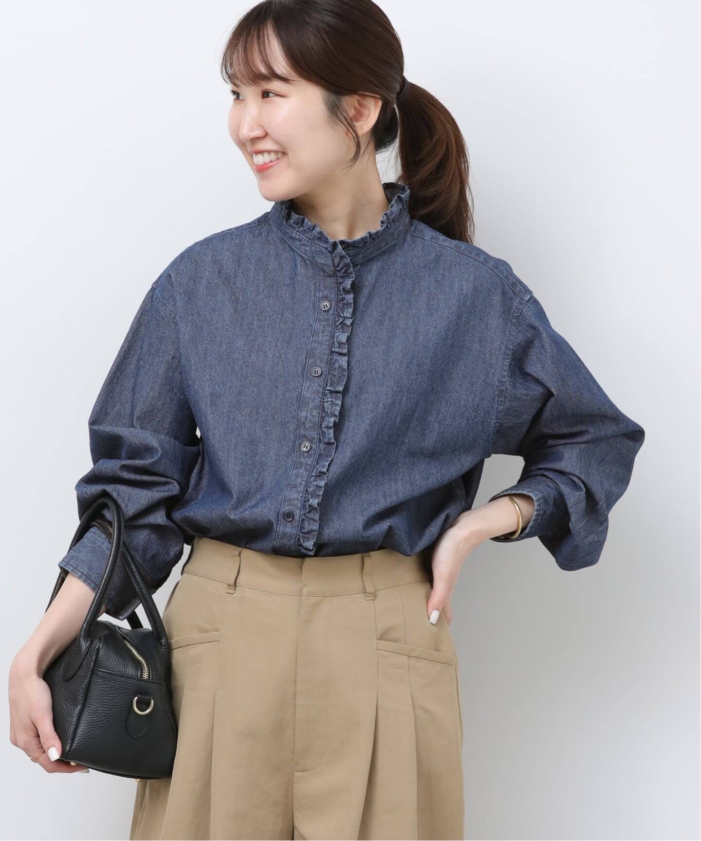 ジャーナルスタンダード　デニムフリル長袖シャツ 即完だったデニムフリルブラウスが待望の再入荷！｜今週の予約アイテム