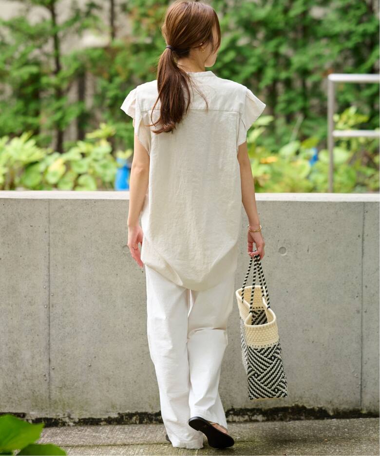 WEB限定追加》リネンコットンショートスリーブブラウス（シャツ 