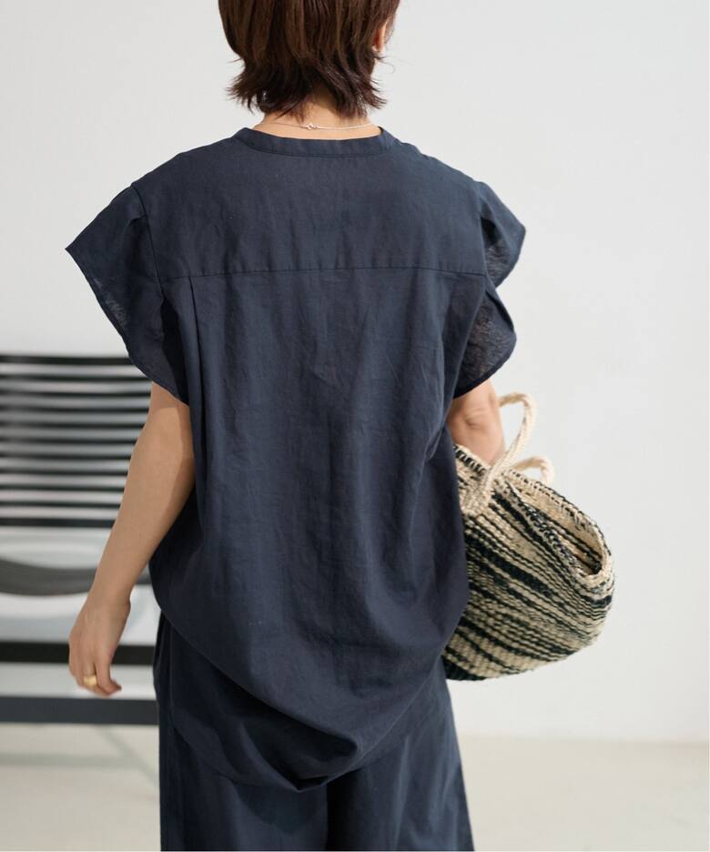 WEB限定追加》リネンコットンショートスリーブブラウス（シャツ 