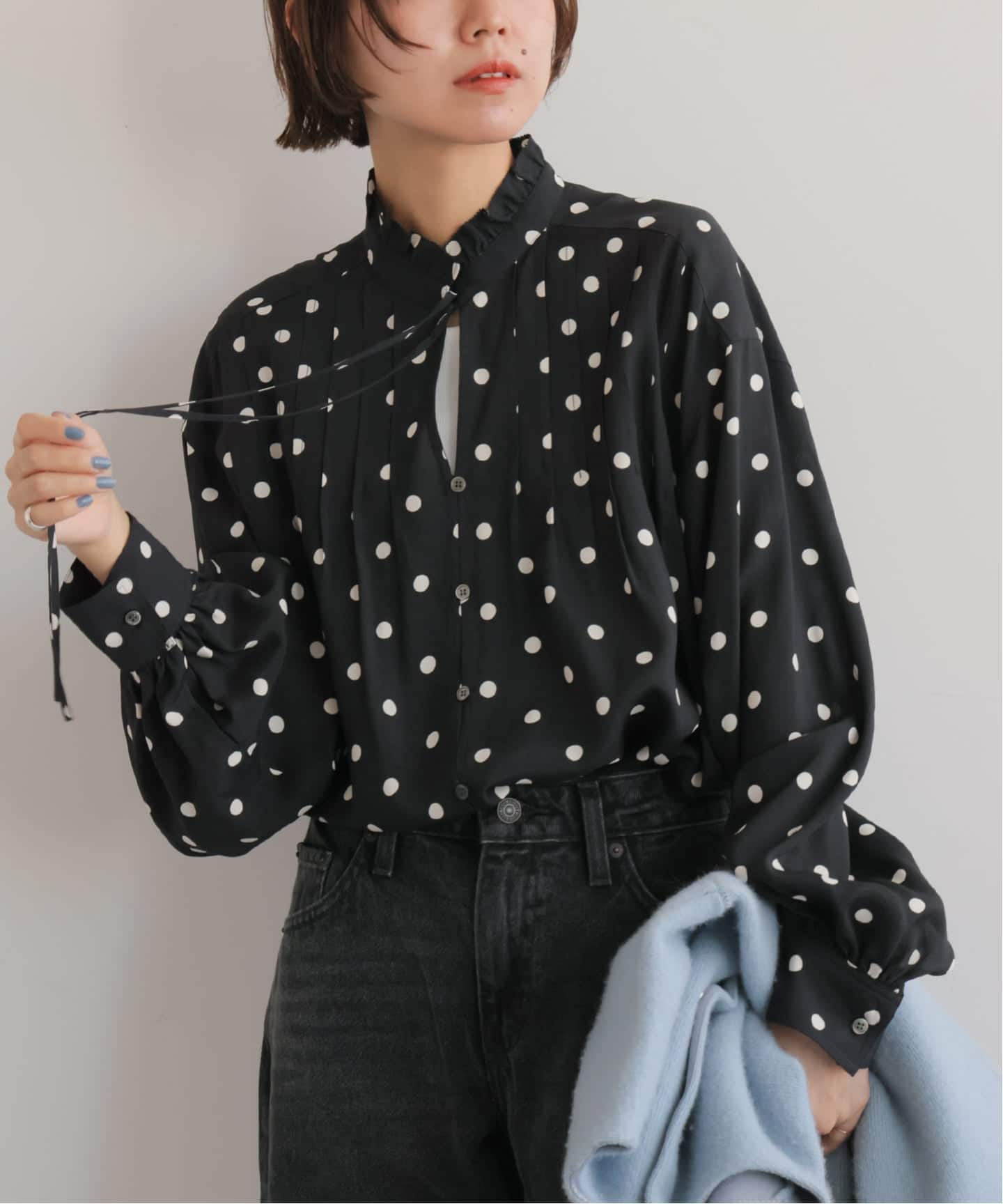 theory luxe 24SS ドットプリントピンタックブラウス WEB限定》ドットプリントピンタックブラウス（シャツ／ブラウス