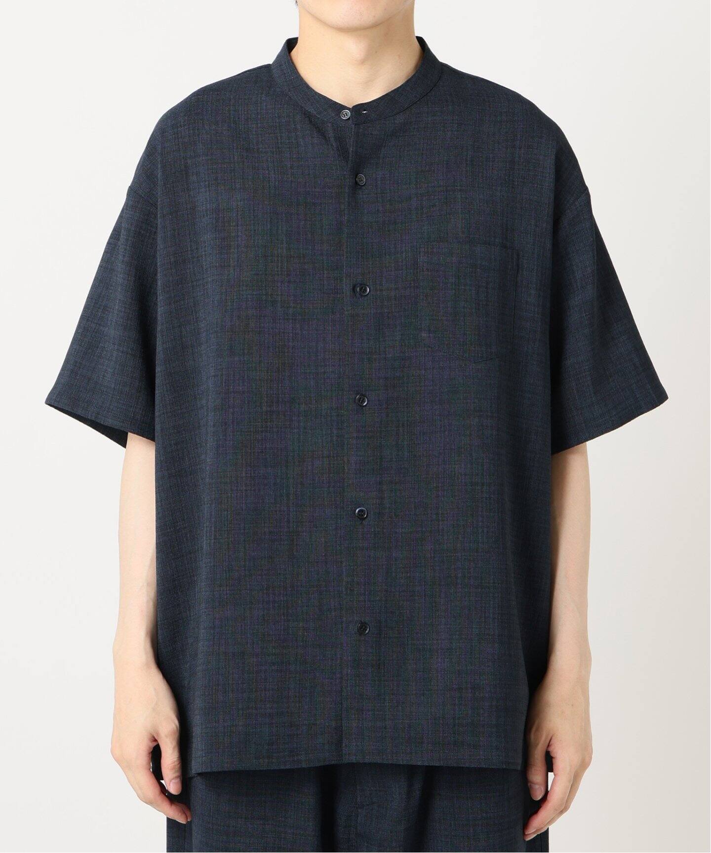 JS relume TECH CANVASバンドカラー半袖シャツ M TECH CANVAS バンドカラー 半袖シャツ（シャツ／ブラウス