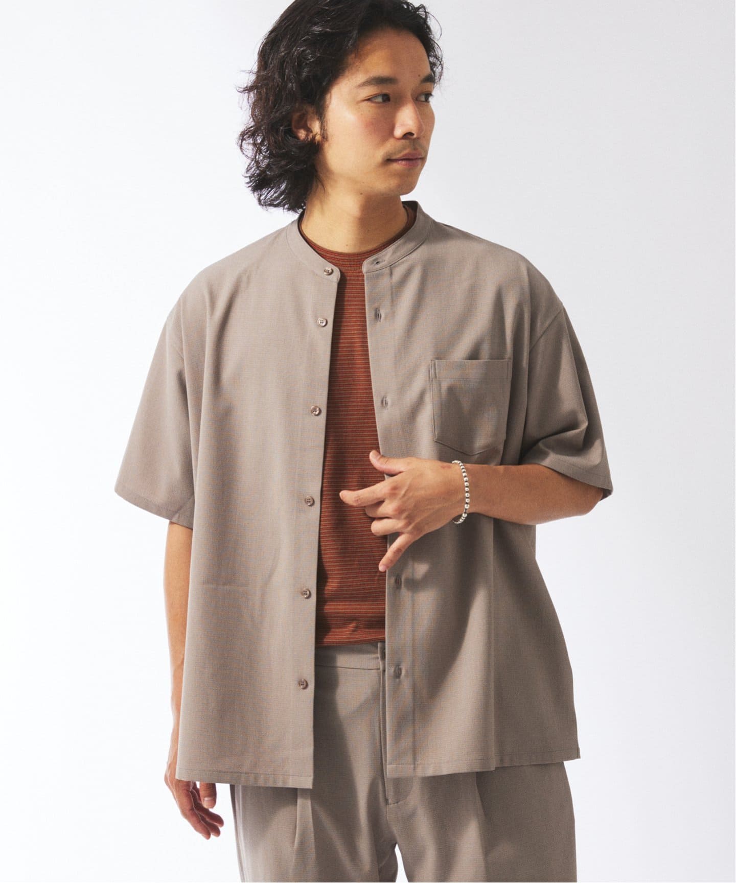 吸水速乾 TECH DOBBY “COOLMAX” クールマックス バンド カラー 半袖