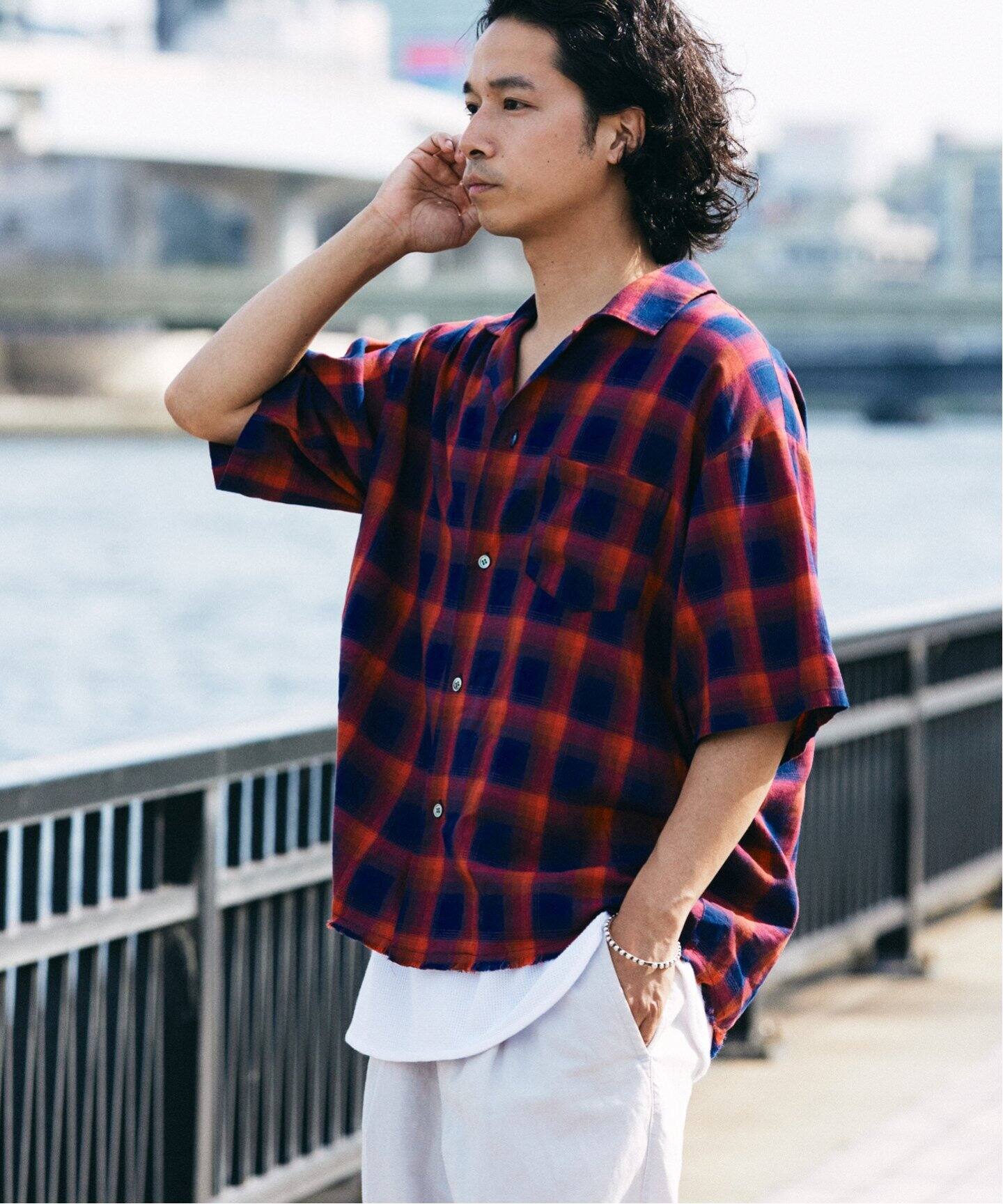 【美品】25SS relumeレーヨン フリンジ 半袖チェックシャツ M レーヨン フリンジ 半袖チェックシャツ（シャツ／ブラウス）｜JOURNAL