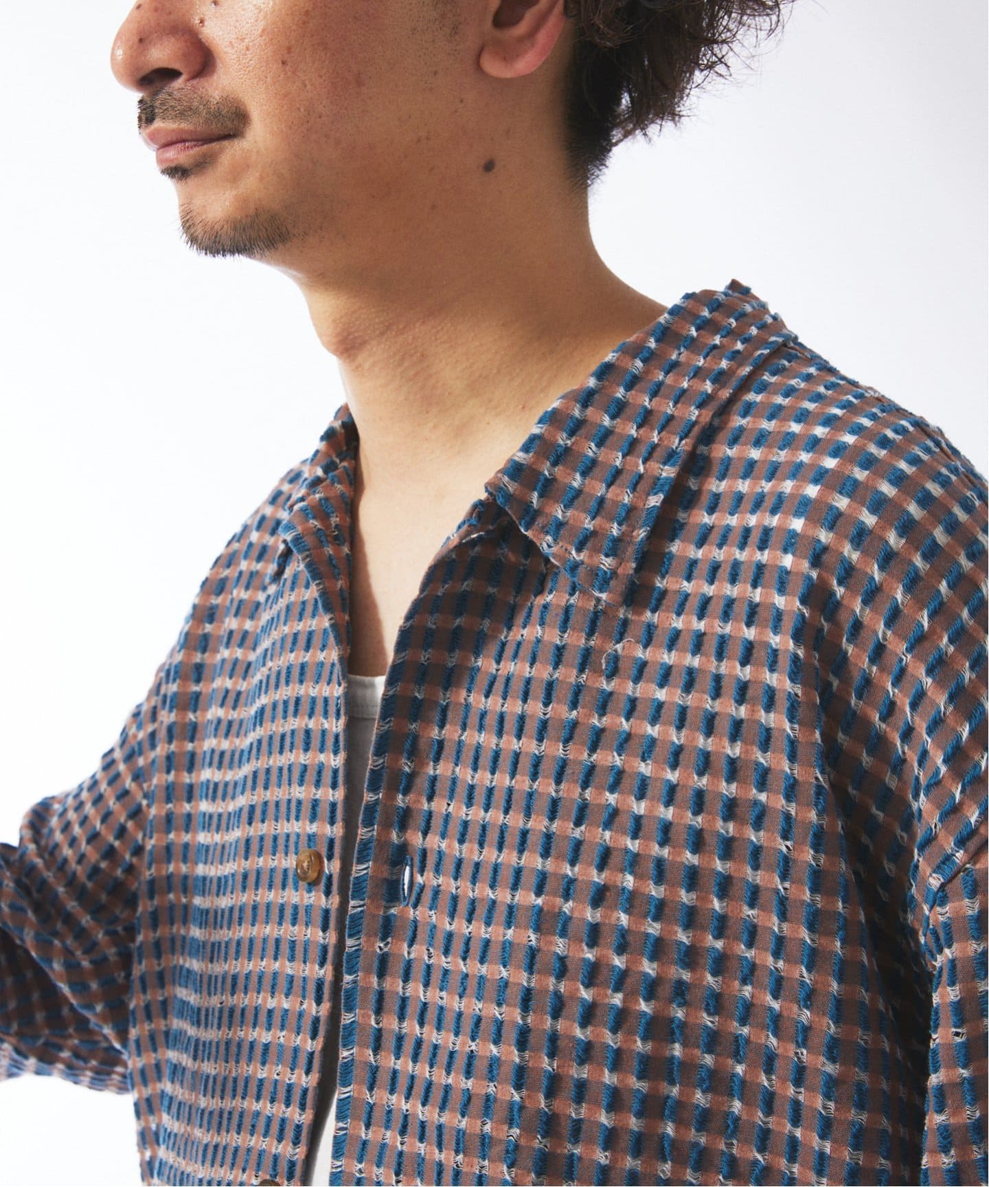 チェック シアー ドビー 半袖 シャツ（シャツ／ブラウス）｜JOURNAL