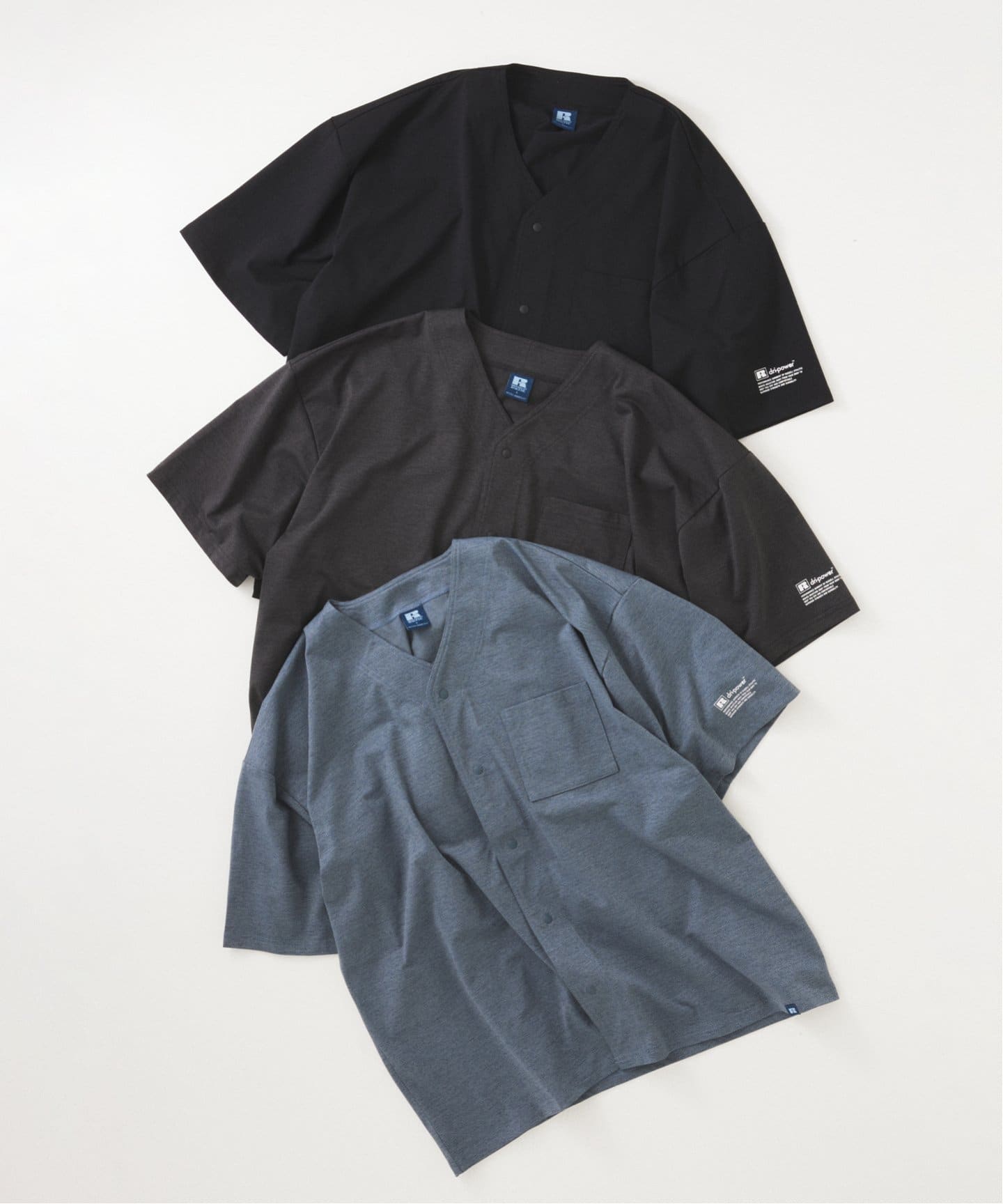 吸水速乾 RUSSELL ATHLETIC 別注 Dri-Power(R) ベースボールシャツ