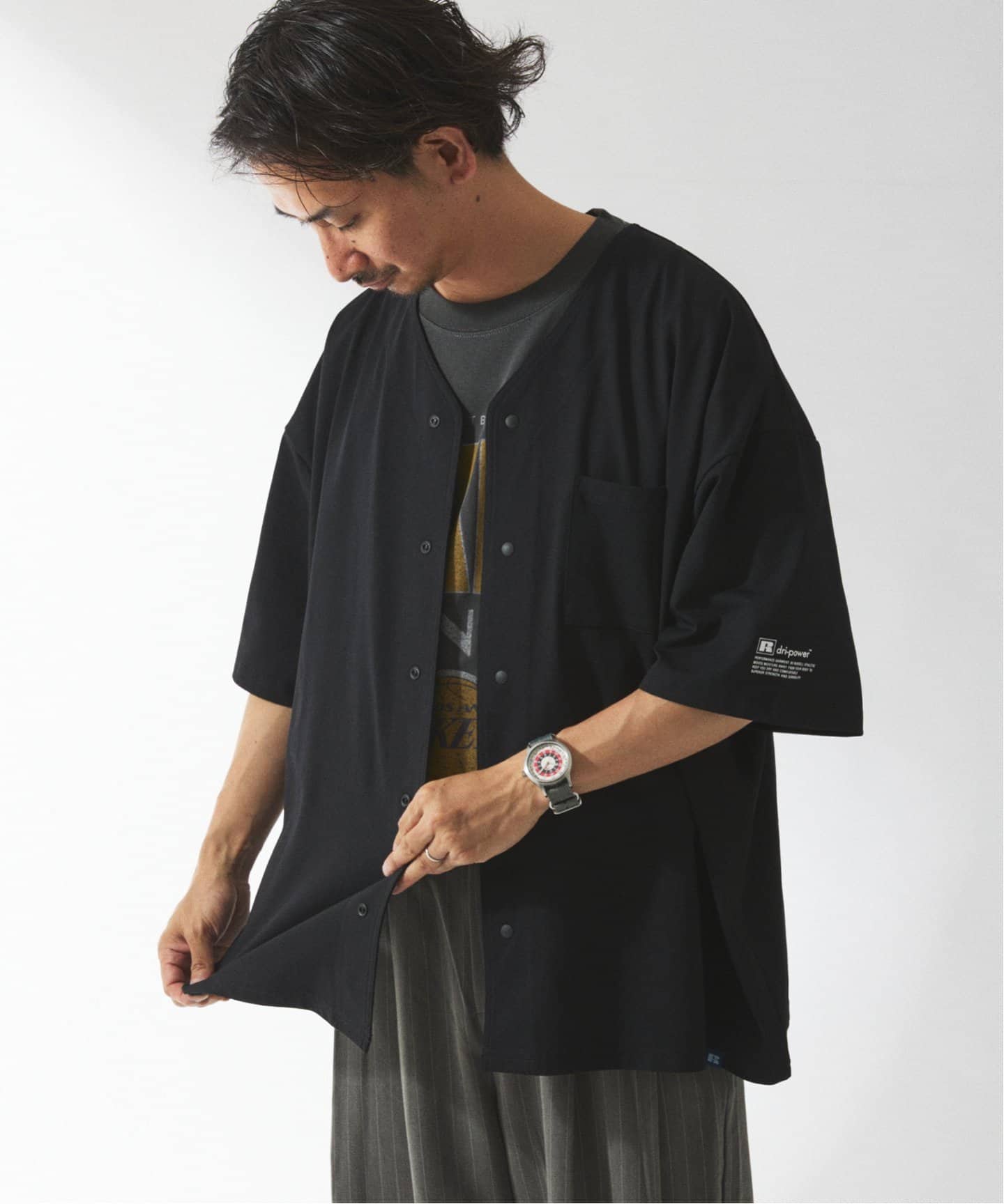 吸水速乾 RUSSELL ATHLETIC 別注 Dri-Power(R) ベースボールシャツ