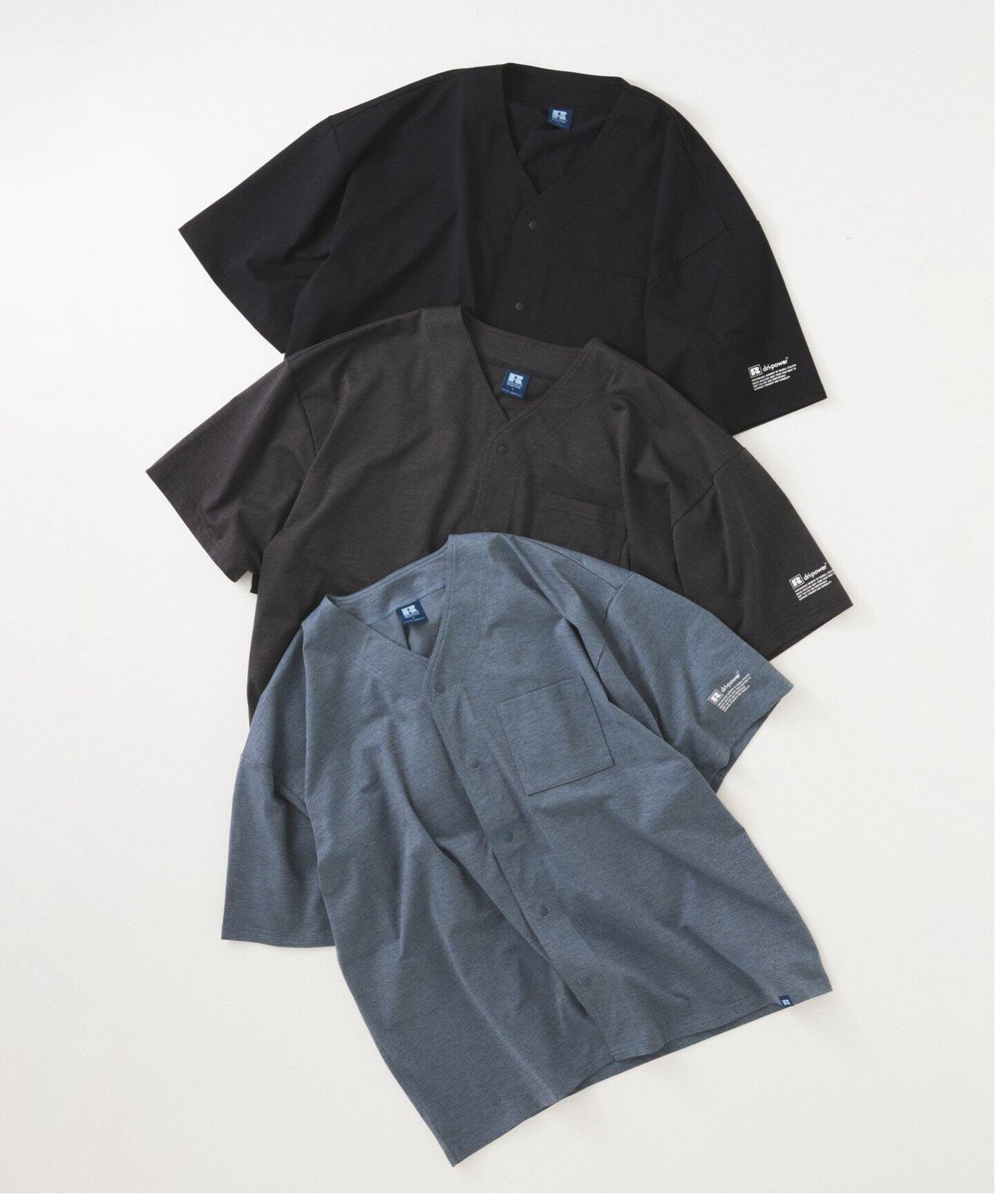 吸水速乾 RUSSELL ATHLETIC 別注 Dri-Power(R) ベースボールシャツ