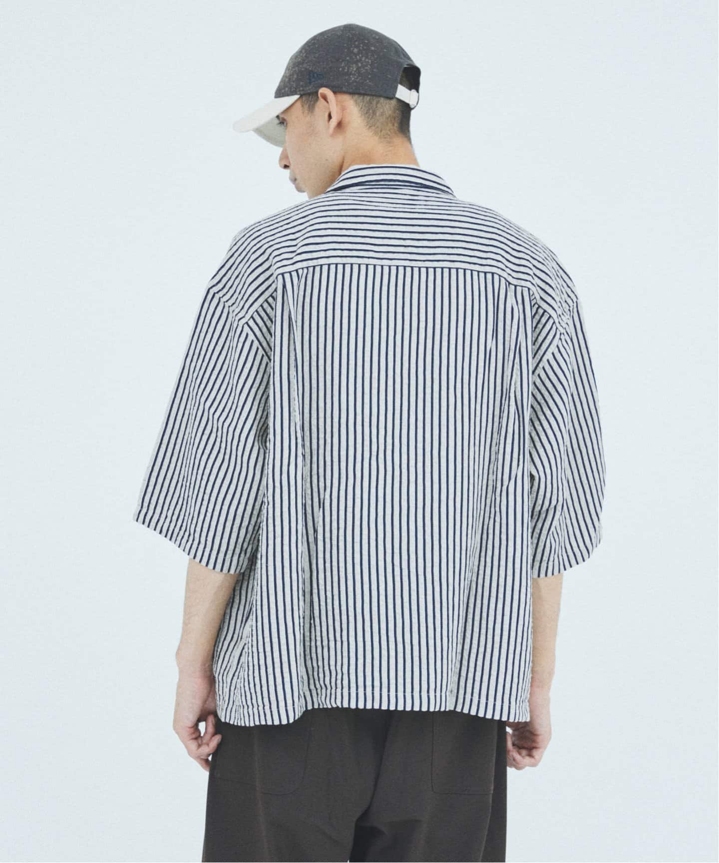 J.S.Homestead / ストライプ リラックス ボックス オープン シャツ