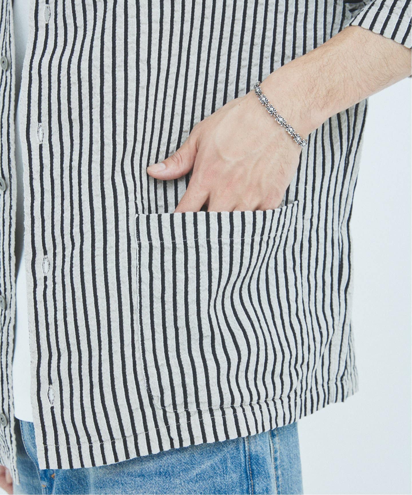 J.S.Homestead / ストライプ リラックス ボックス オープン シャツ