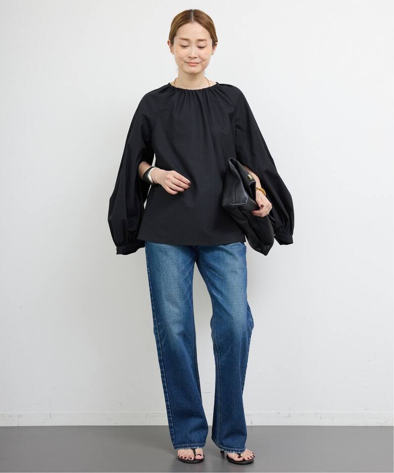 定価2.86万 ドゥーズィエムクラス Volume sleeve ブラウス 黒 Sheer 