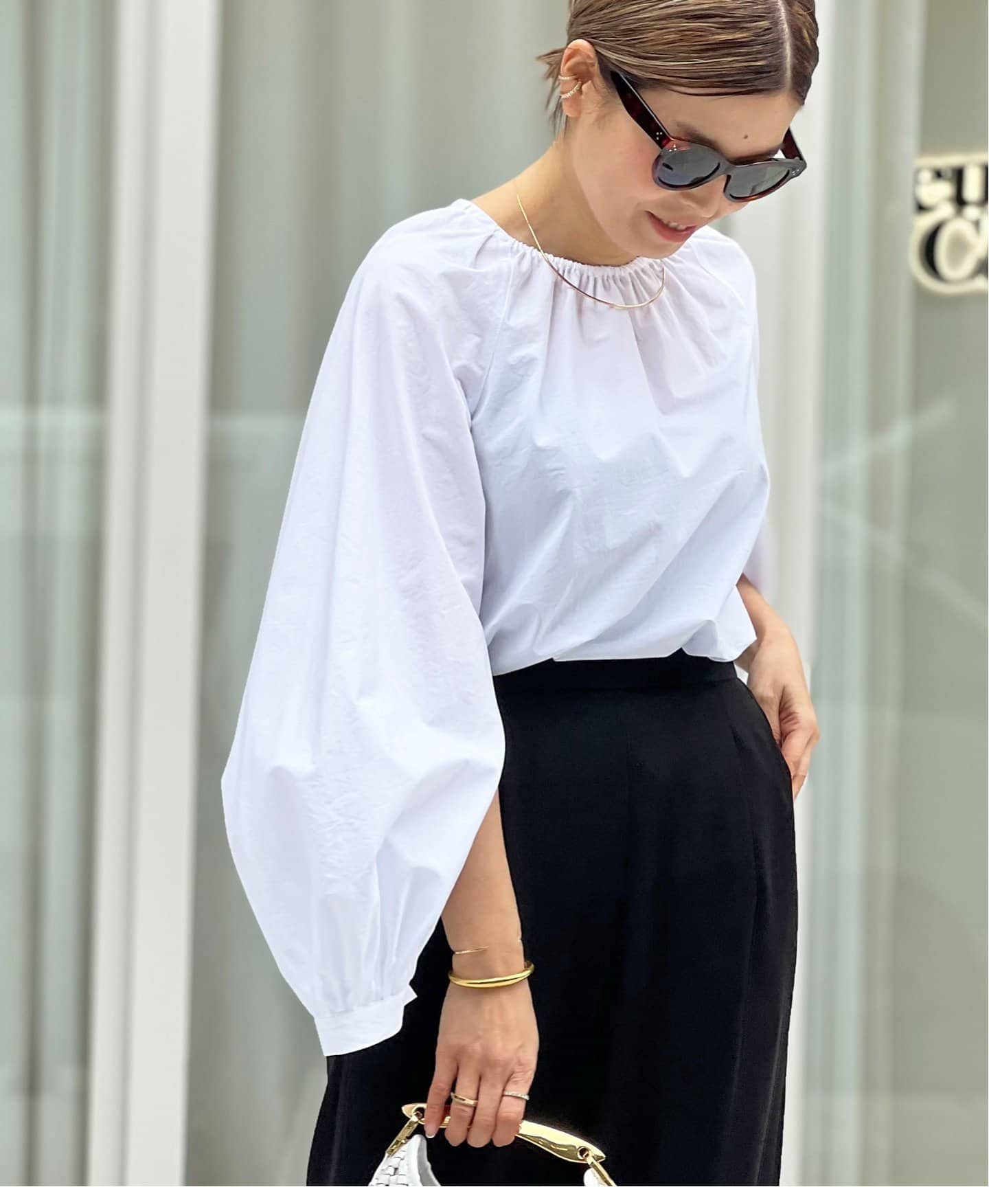 美品 ☆ ドゥーズィエムクラスフェミニンブラウスホワイト