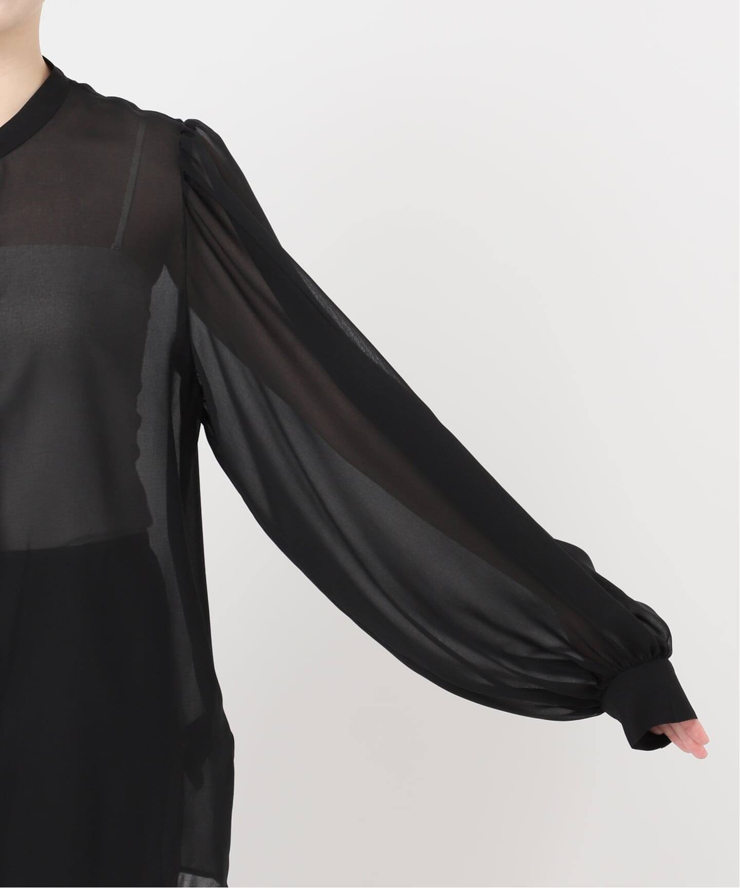 【美品】ドゥーズィエムクラス　プリーツブラウス　シアー　ブラック 極美品 ドゥーズィエムクラス プリーツブラウス ブラック シアー