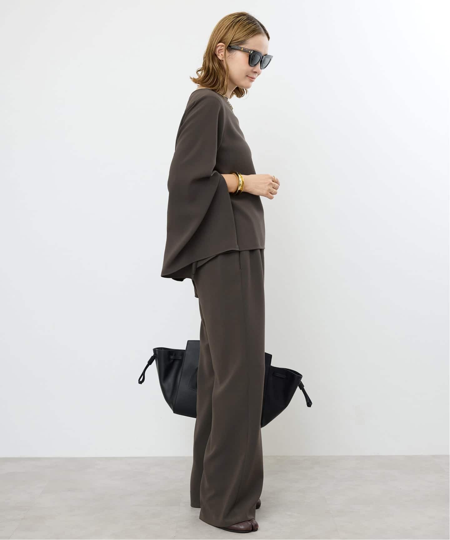 【美品】ドゥーズィエムクラス ボリュームスリーブブラウス ブラック Deuxieme Classe（ドゥーズィエムクラス）の「GATHERED ブラウス