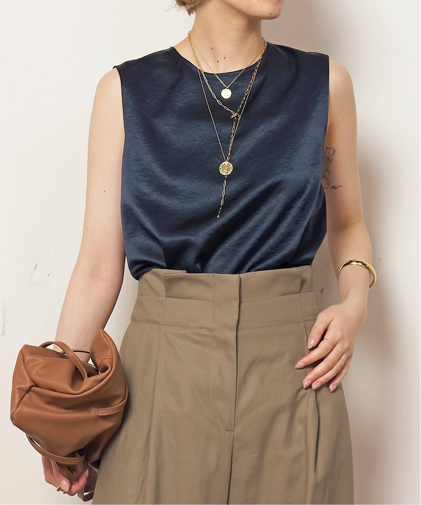 ミニマルサテンブラウス（シャツ／ブラウス）｜AP STUDIO（エーピー