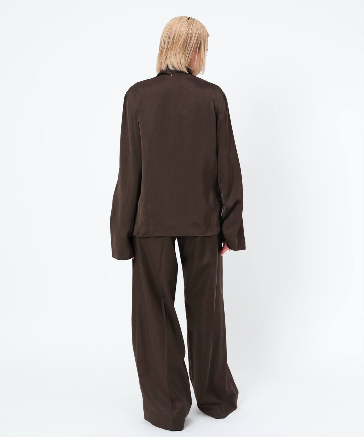 TEURN STUDIOS/ターンスタジオ】スカーフカラーサテンブラウス（シャツ