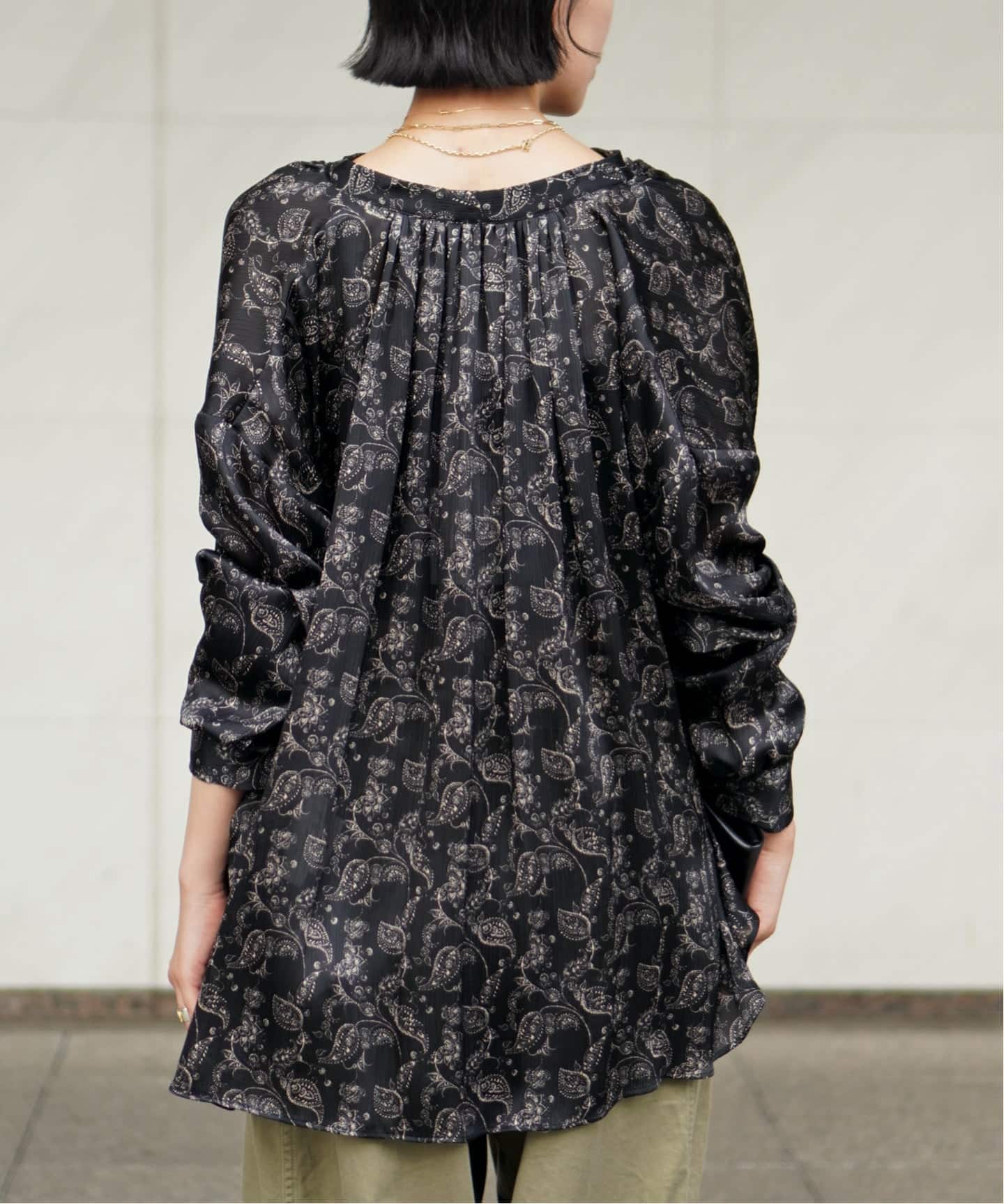 COUTURE D'ADAM】Stand Collar Botanical Paisley Blouse（シャツ