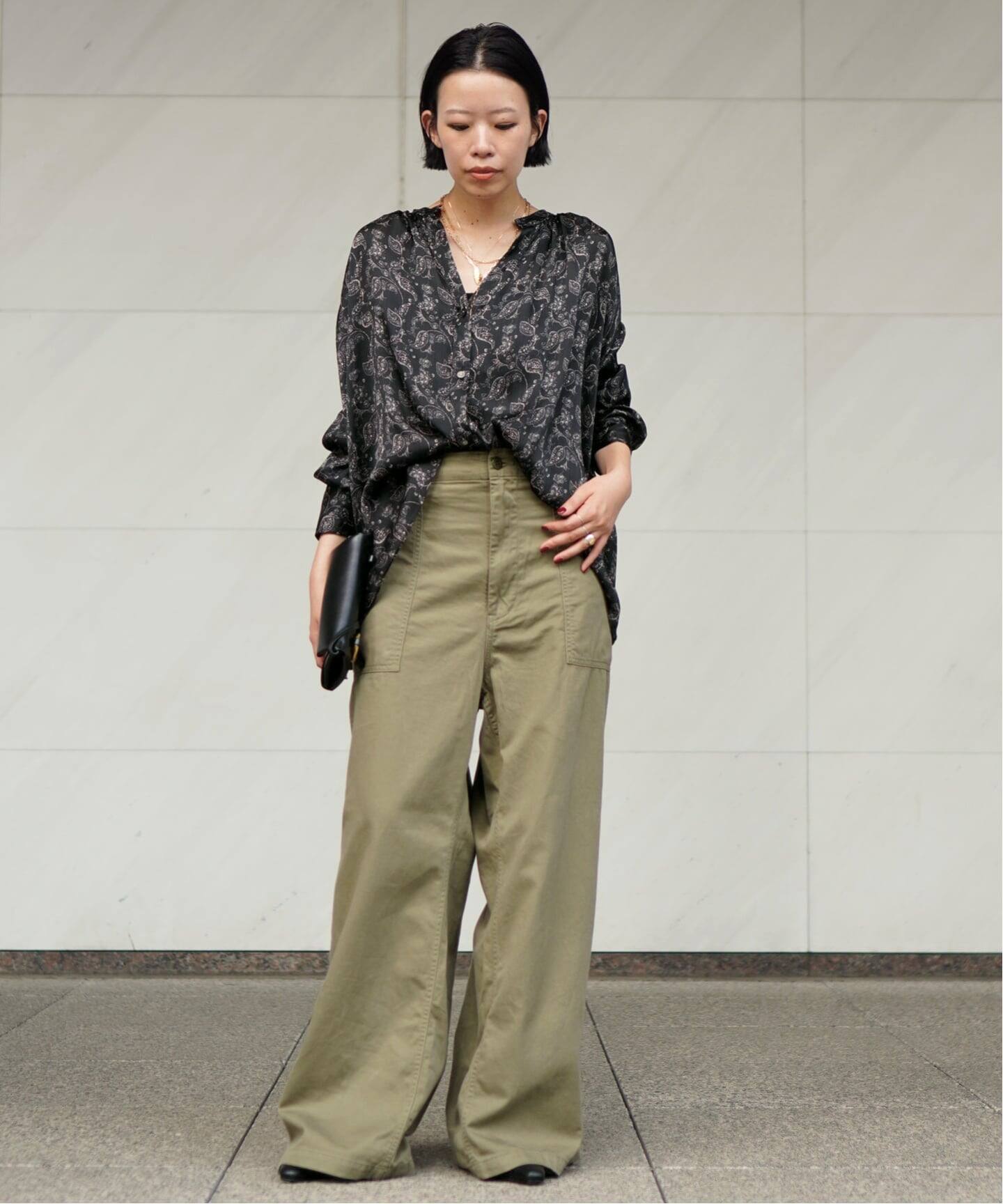 COUTURE D'ADAM】Stand Collar Botanical Paisley Blouse（シャツ