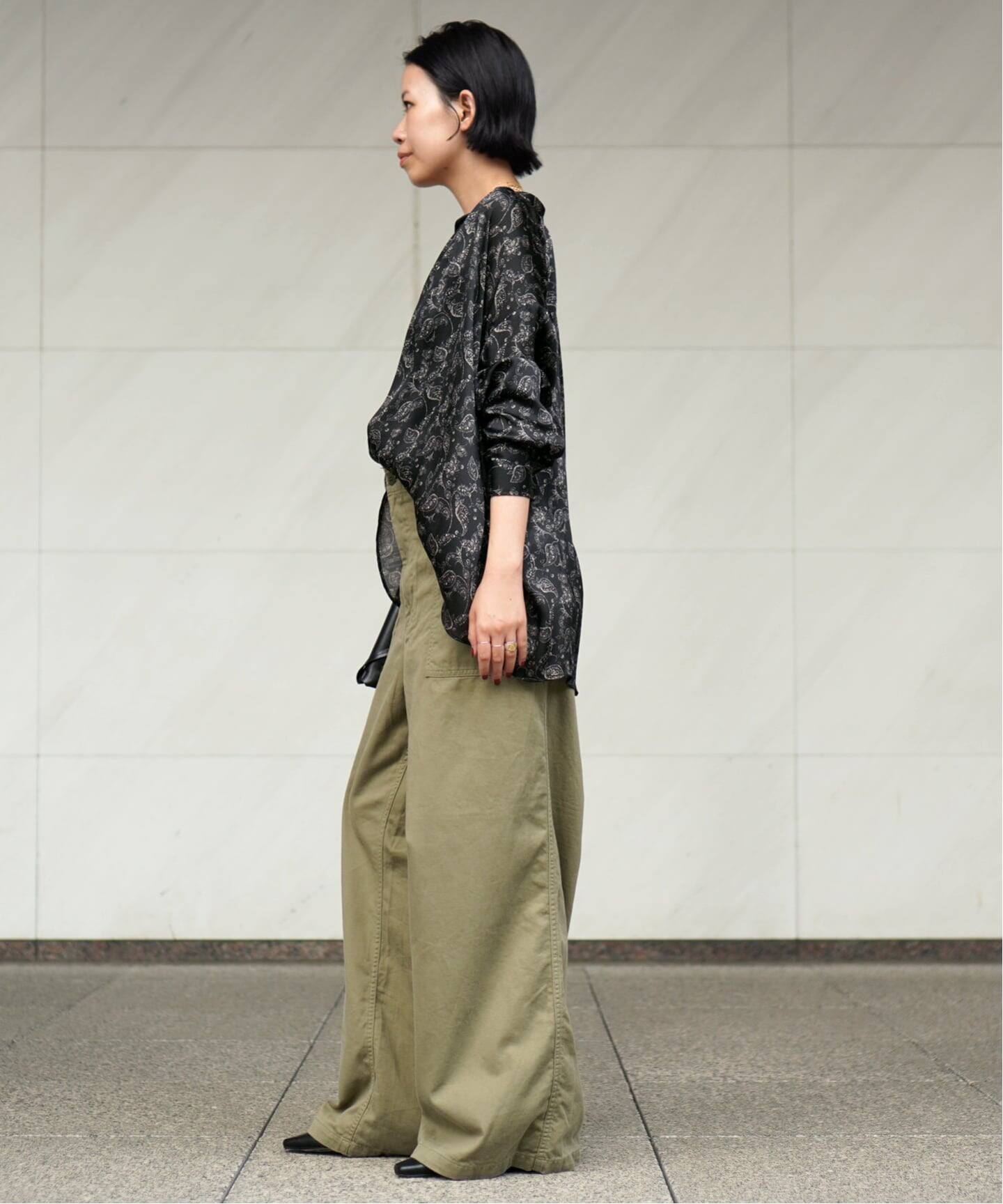 COUTURE D'ADAM】Stand Collar Botanical Paisley Blouse（シャツ