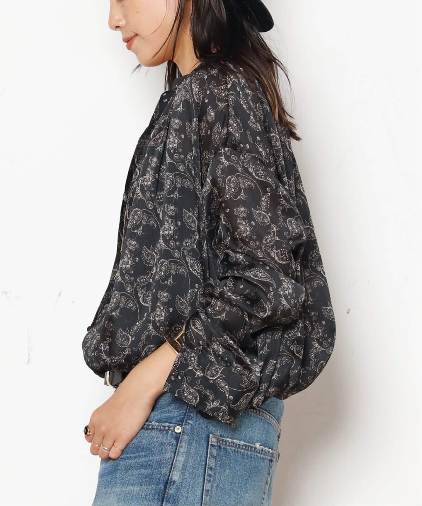 クチュールドアダム Stand Collar Botanical ブラウス COUTURE D'ADAM】Stand Collar Botanical Paisley Blouse（シャツ