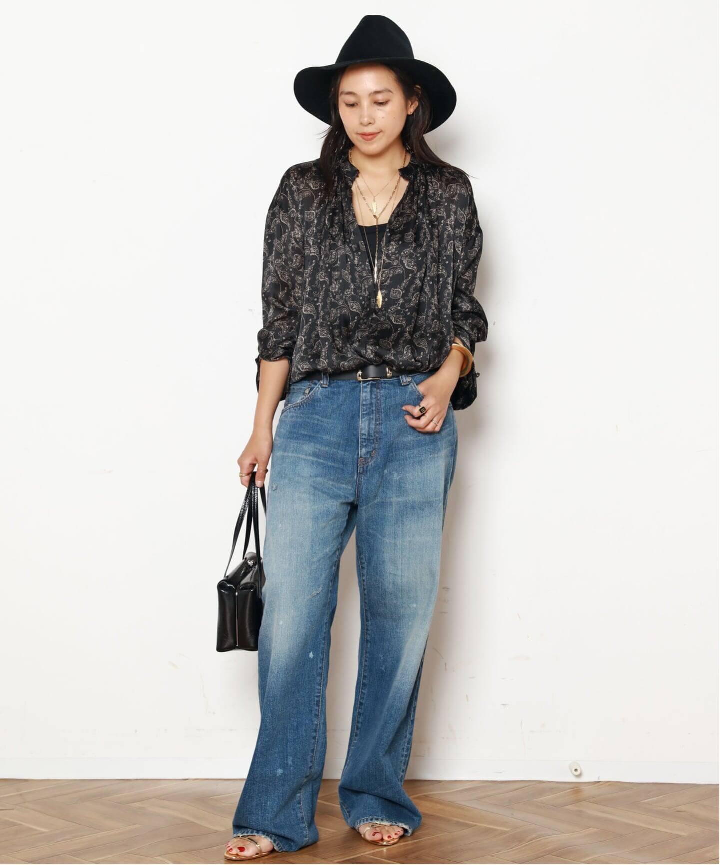 COUTURE D'ADAM】Stand Collar Botanical Paisley Blouse（シャツ