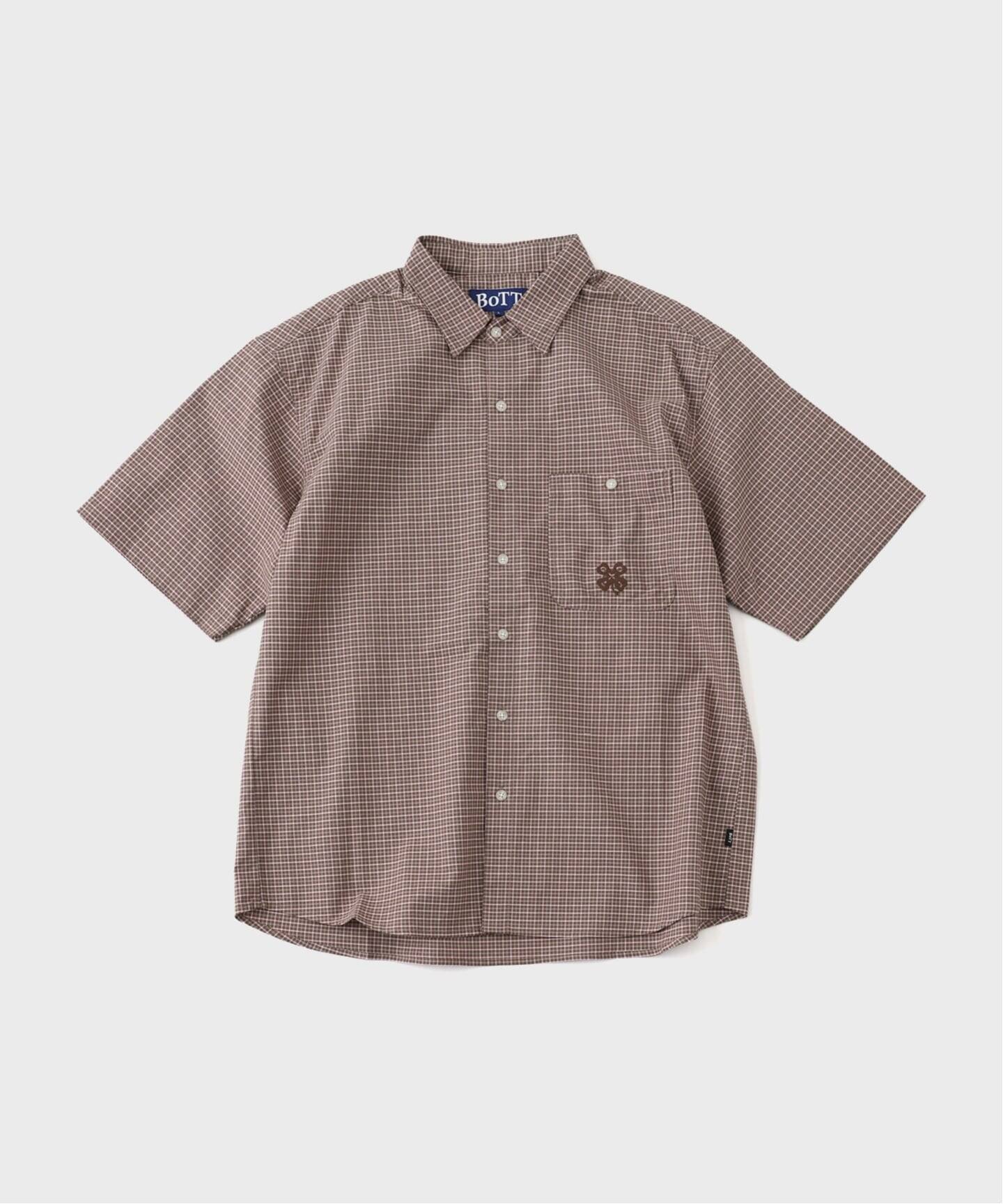 BoTT ブラウンチェック 半袖シャツ　M BoTT / ボット Plaid S/S Shirt（シャツ／ブラウス）｜WISM（ウィズム