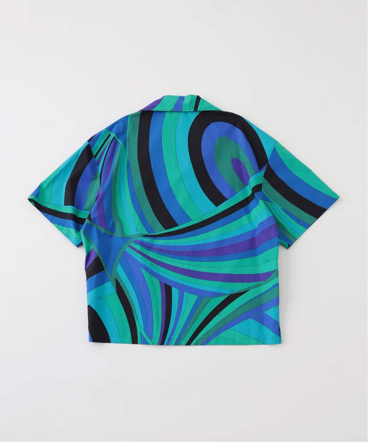 EMILIO PUCCI◆半袖ブラウス/BLU/コットン/シルク混 EMILIO PUCCI / エミリオプッチCAMICIA BOWLING UOMO-COTTON