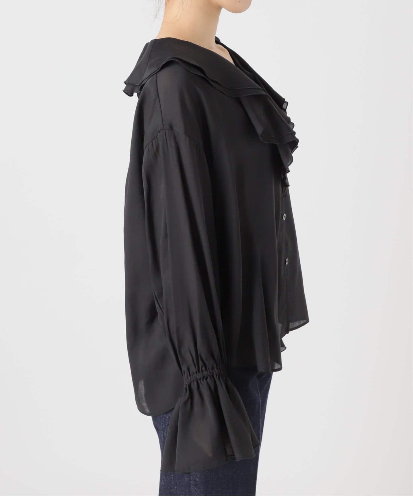 フリル付きブラックスウェット FREEサイズ SHE'S スウェット（ブラック） | SHE'S ONLINE SHOP
