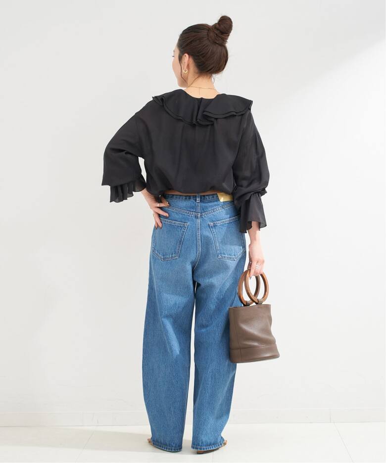 追加》【WEB限定】ウォッシャブル / R/NYラッフルフリルブラウス 