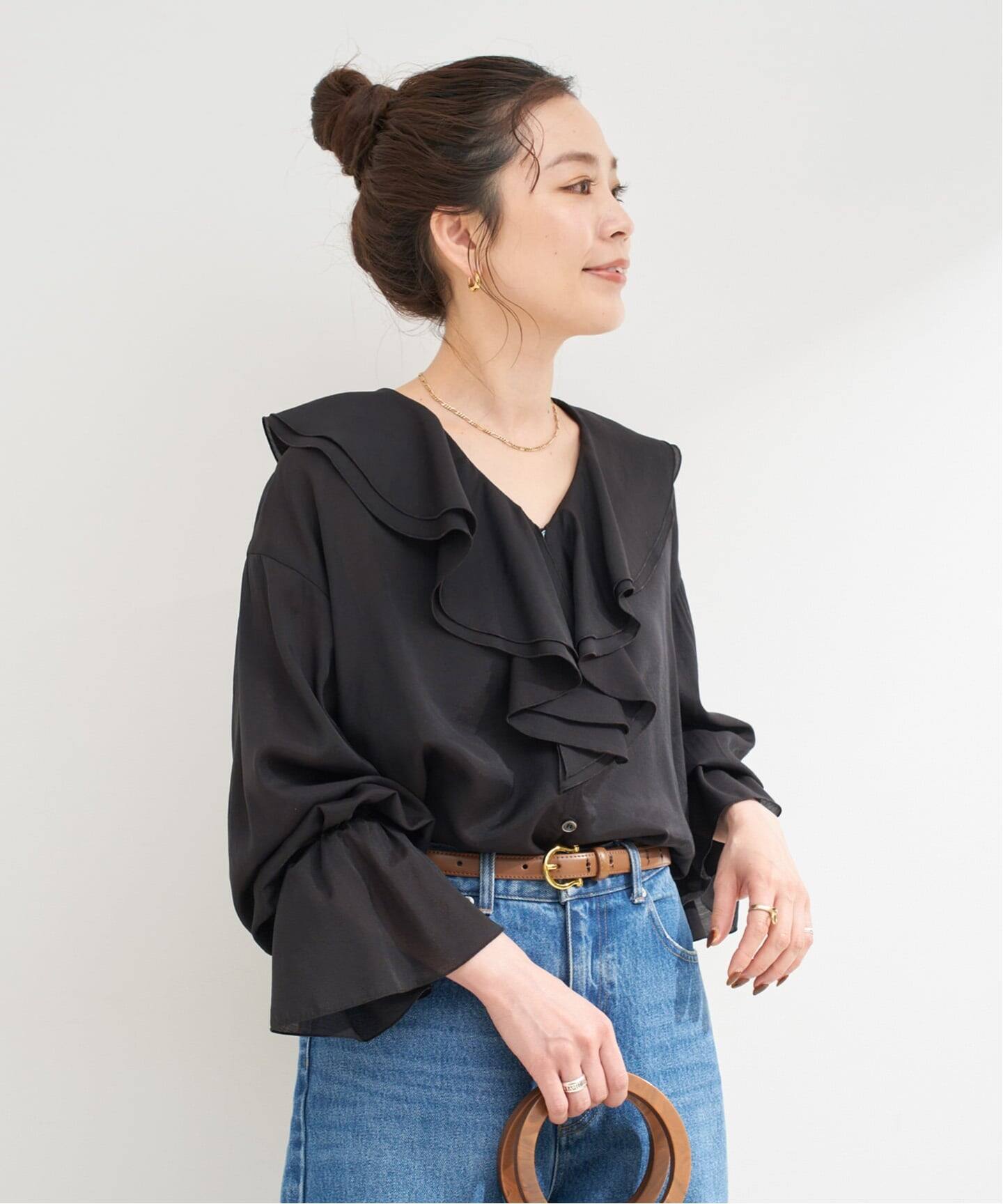 追加》【WEB限定】ウォッシャブル / R/NYラッフルフリルブラウス