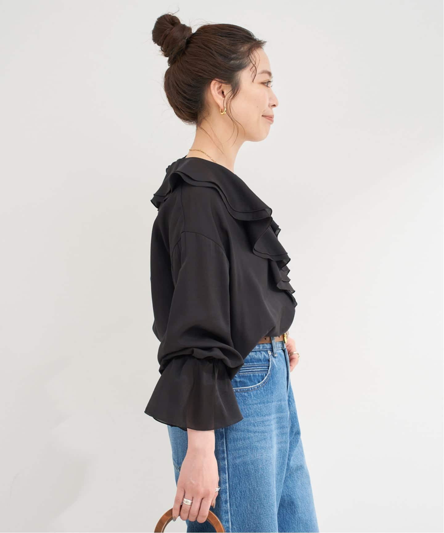 追加》【WEB限定】ウォッシャブル / R/NYラッフルフリルブラウス