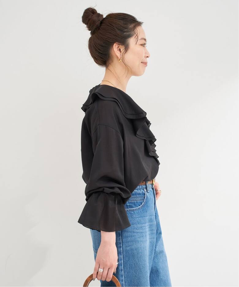 追加》【WEB限定】ウォッシャブル / R/NYラッフルフリルブラウス 