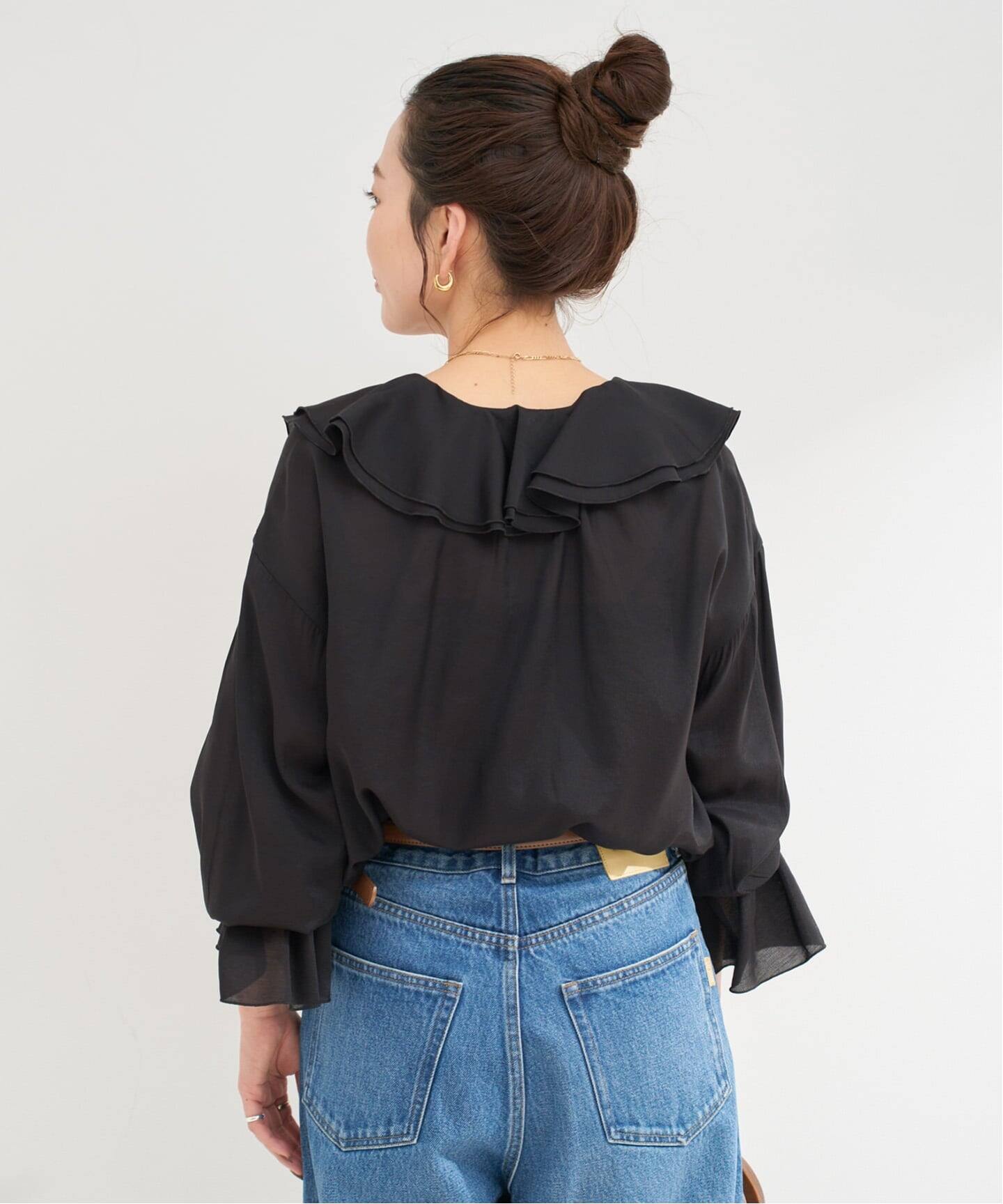 追加》【WEB限定】ウォッシャブル / R/NYラッフルフリルブラウス