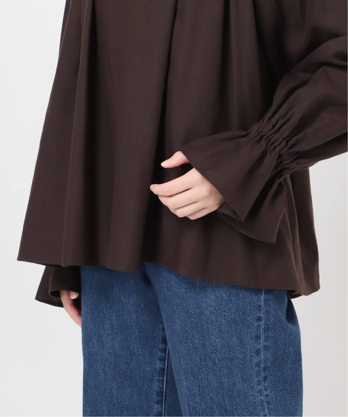 ウォッシャブル / ギャザーネックボリュームブラウス（シャツ