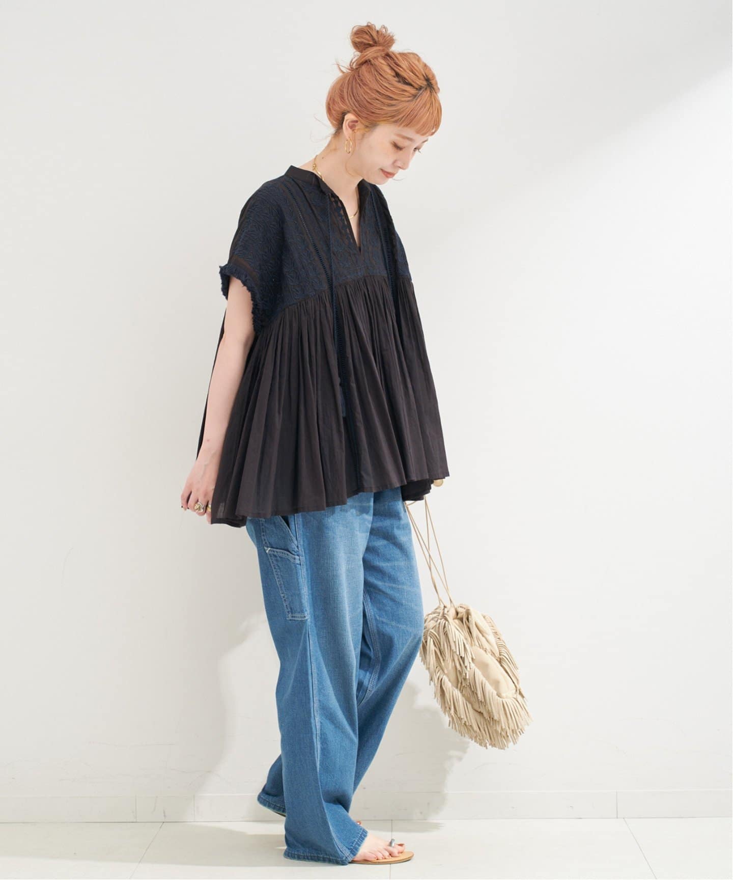 手洗い可 / 刺繍ギャザーブラウス（シャツ／ブラウス）｜B.C STOCK