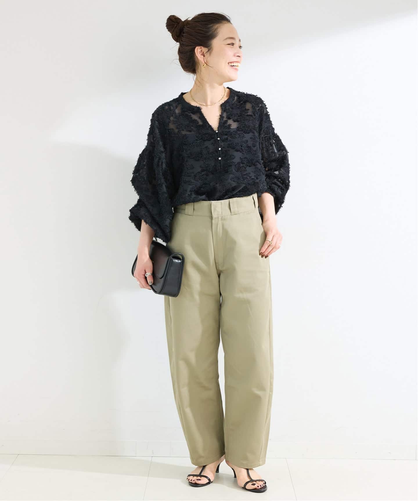 bluelea パフスリーブ ジャガードブラウス Amazon.co.jp: タグ付き bluelea ブルレア ジャガード ブラウス