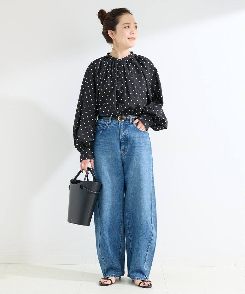 新品】Theory ウォッシャブル スタンドカラー ブラウス 長袖 ブルー S