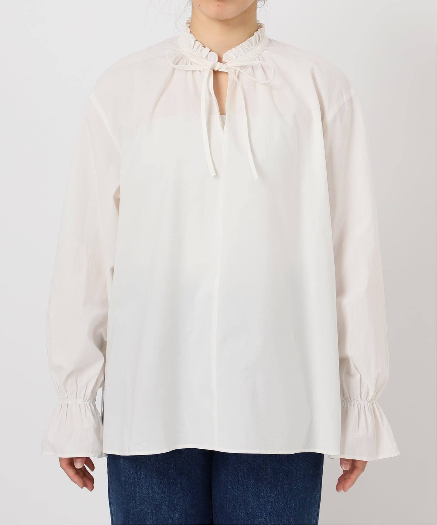 追加》ウォッシャブル / フリルスキッパーブラウス（シャツ／ブラウス