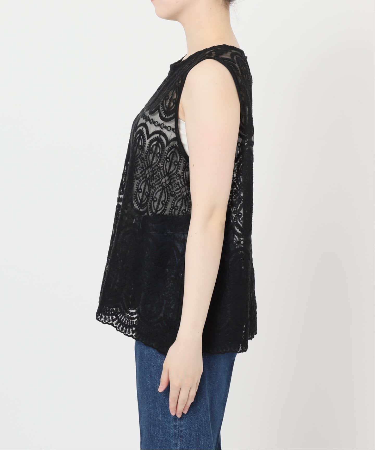 【美品未使用】ネセセア 総レース ノースリーブブラウス 総レースノースリーブトップス