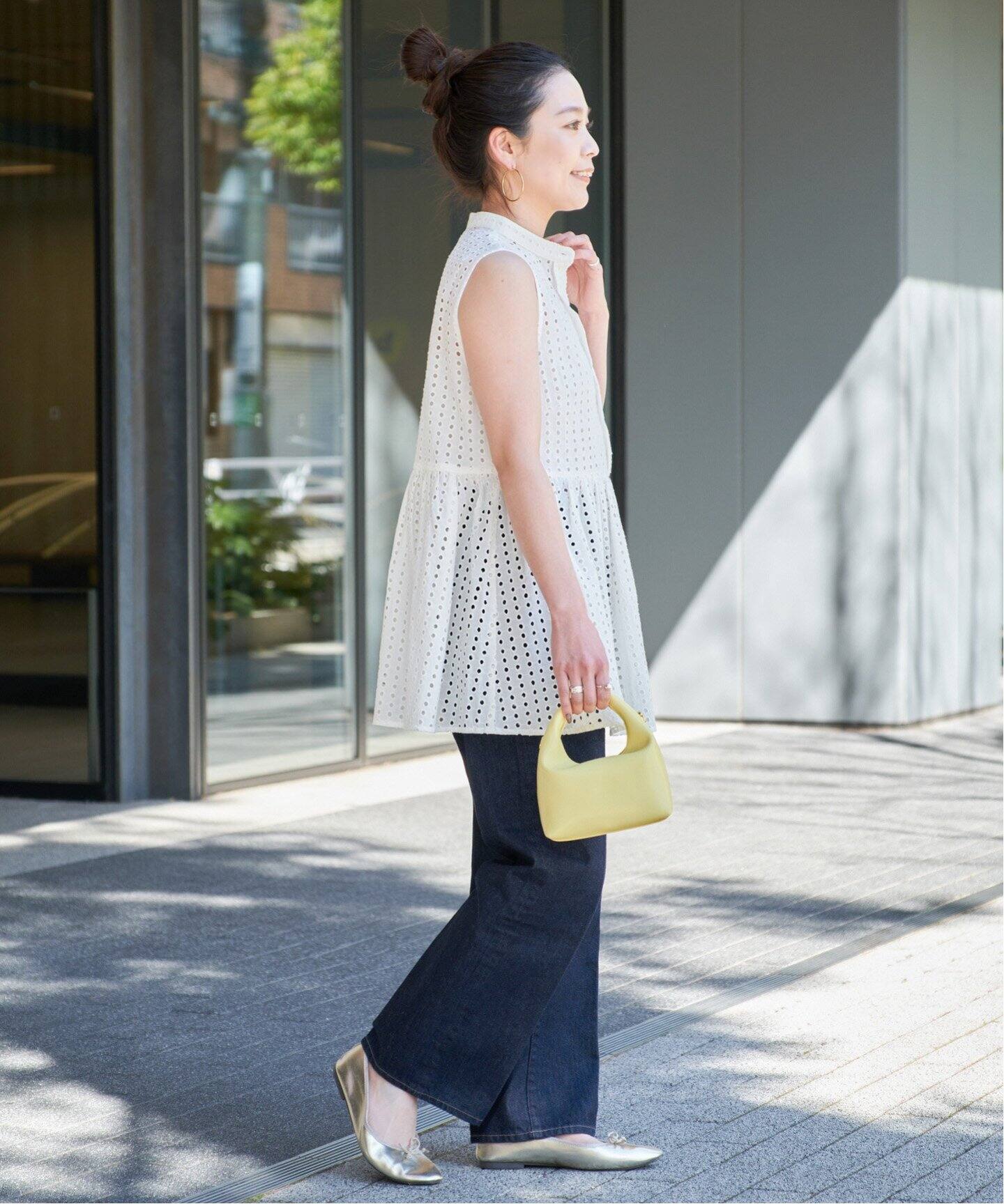 手洗い可 / バンドカラーノースリギャザーブラウス（シャツ／ブラウス