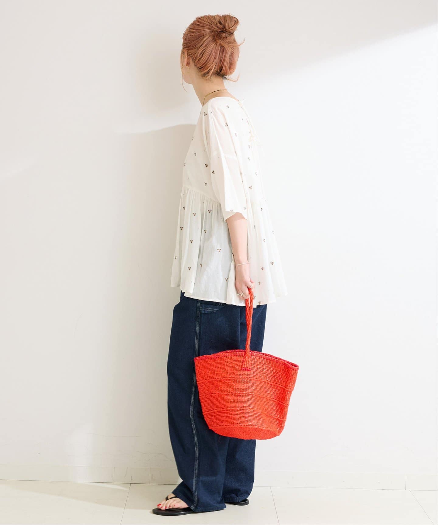WEB限定】手洗い可 / バックリボンフラワー刺繍ブラウス（シャツ