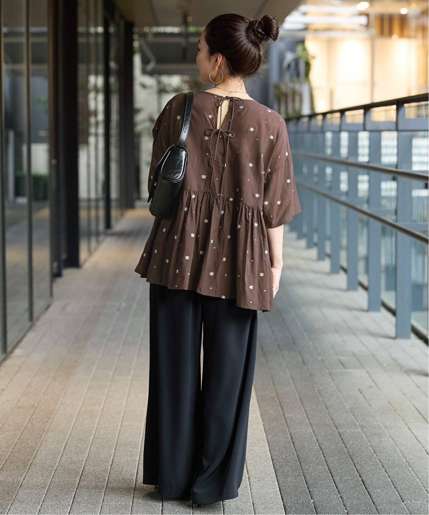 Drawer - 美品☆ドゥロワー 花柄ブラウス 長袖 バックリボン
